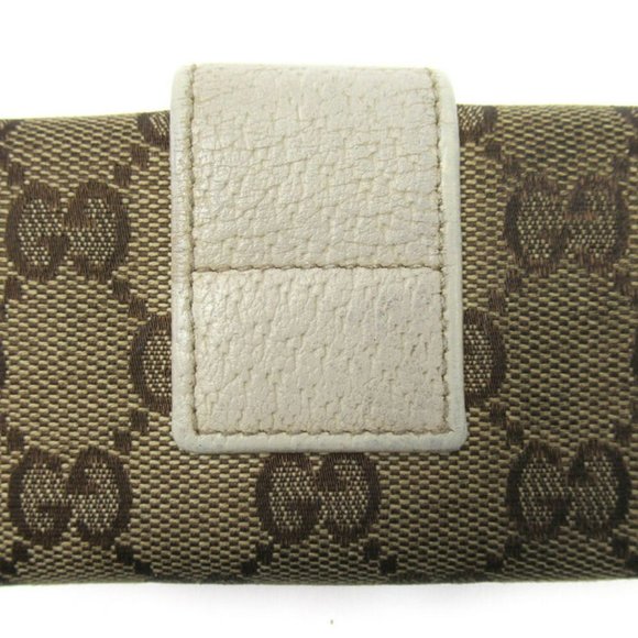 Gucci key case GG pattern beige canvas �~ leather Auth used T16785 - Picture 7 of 8
